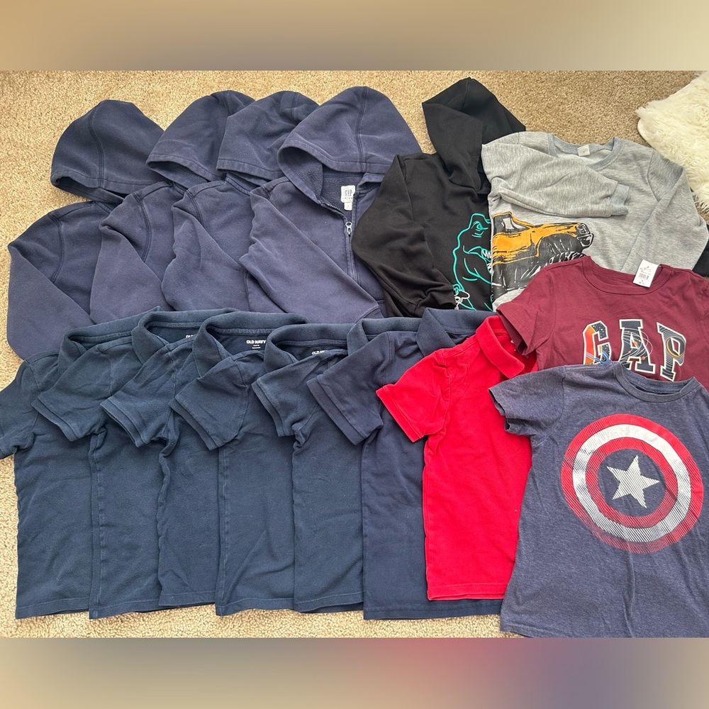Size:S - Boy bundle school uniform top shirts and zip up hoodies sweatshirts
